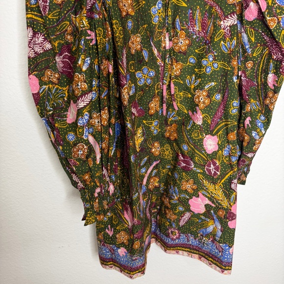 Ulla Johnson Green Devya Floral Print Ruffle Cotton Short Mini Dress - Picture 10 of 10